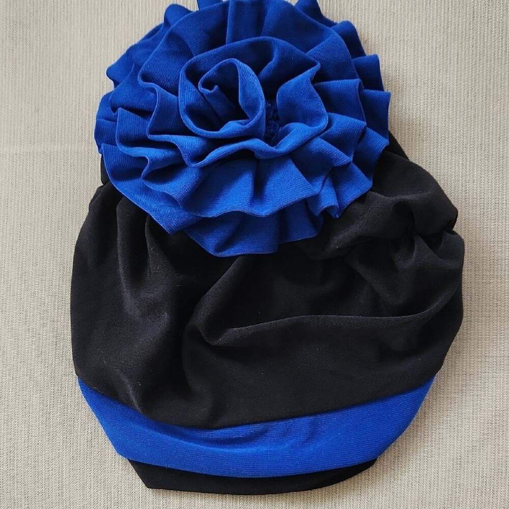 Elegant Blue and Black Women's Turban Cap